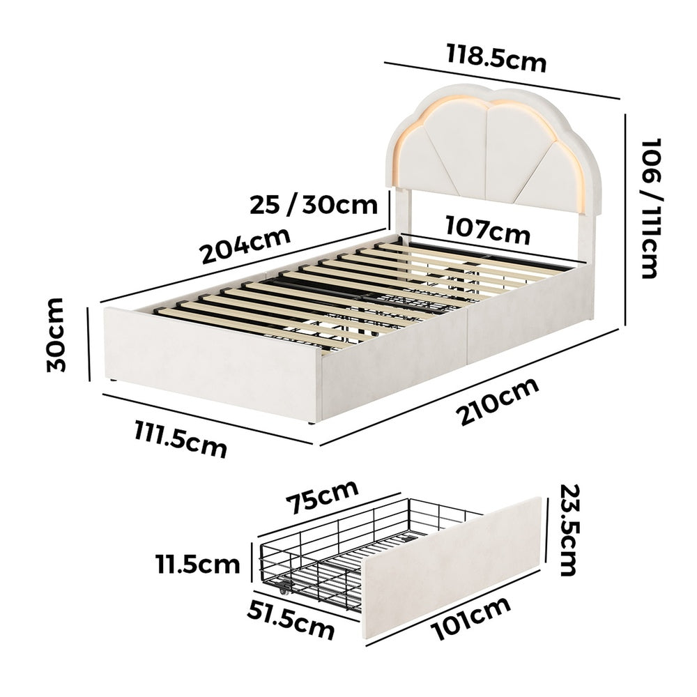 Beige bed frame king single, view 8