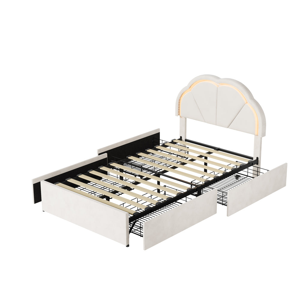 Beige bed frame king single, side view