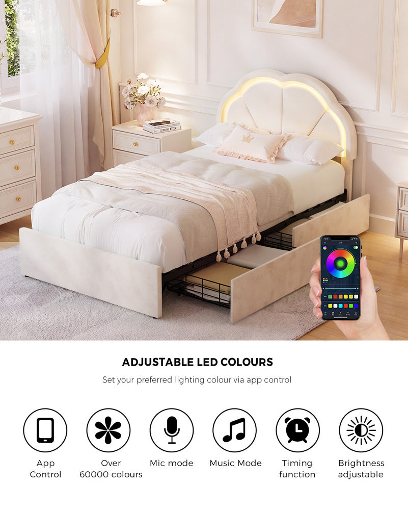 Beige bed frame king single, detail
