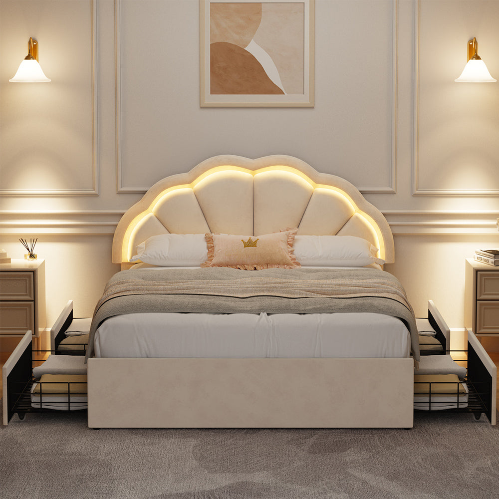 Beige bed frame king single, view 9