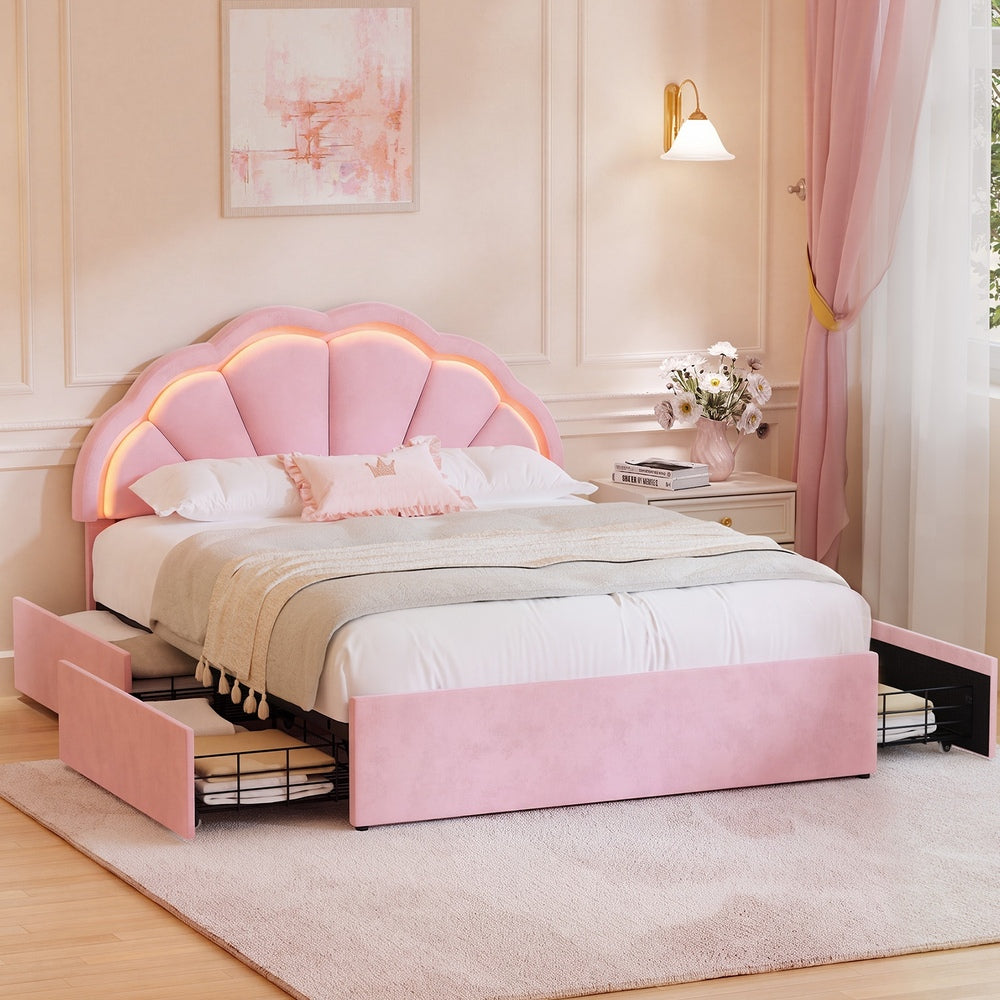 Pink bed frame king single, detail