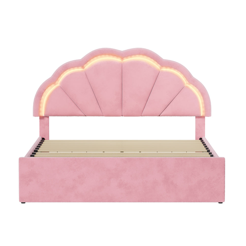 Pink bed frame king single, rear view