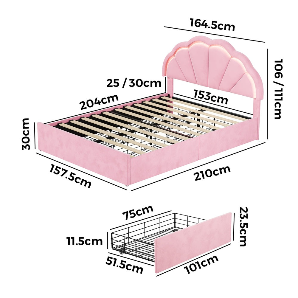 Pink bed frame king single, view 6