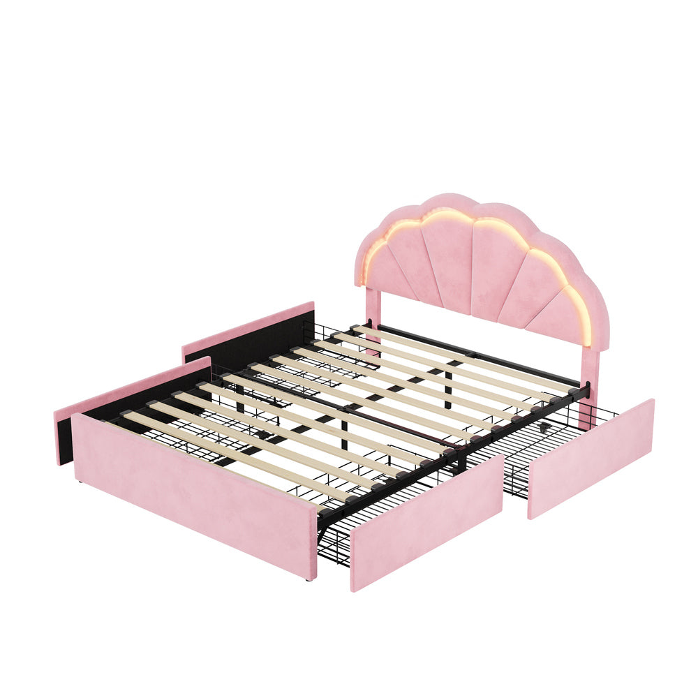 Pink bed frame king single, view 9