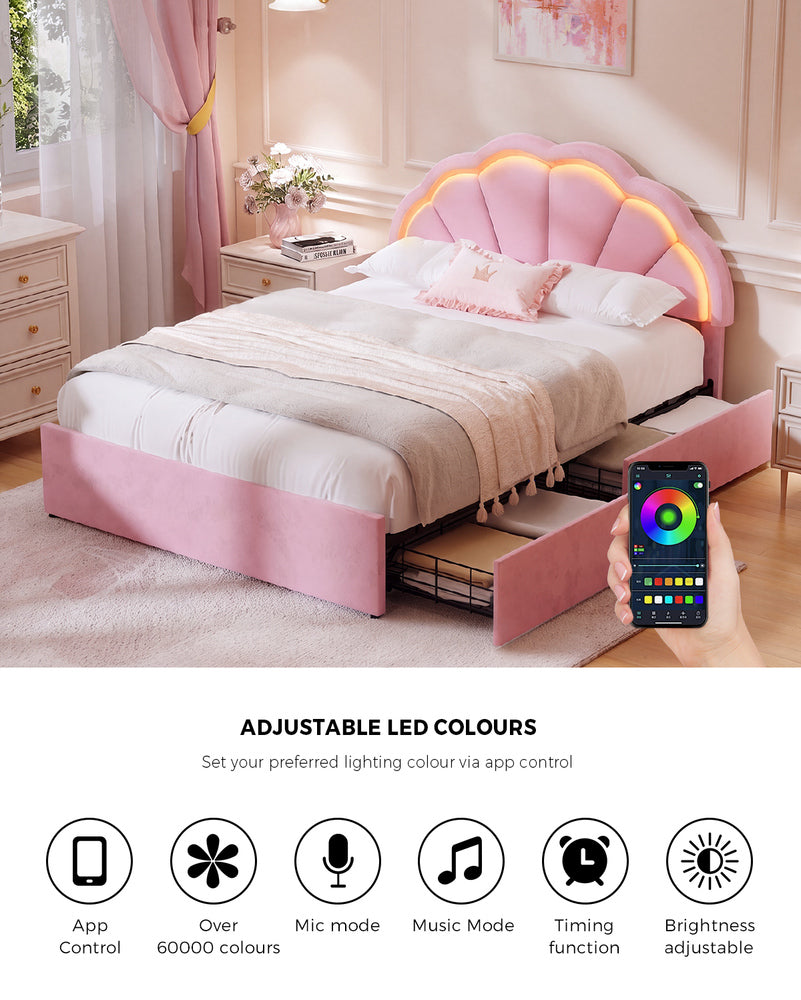 Pink bed frame king single, view 7