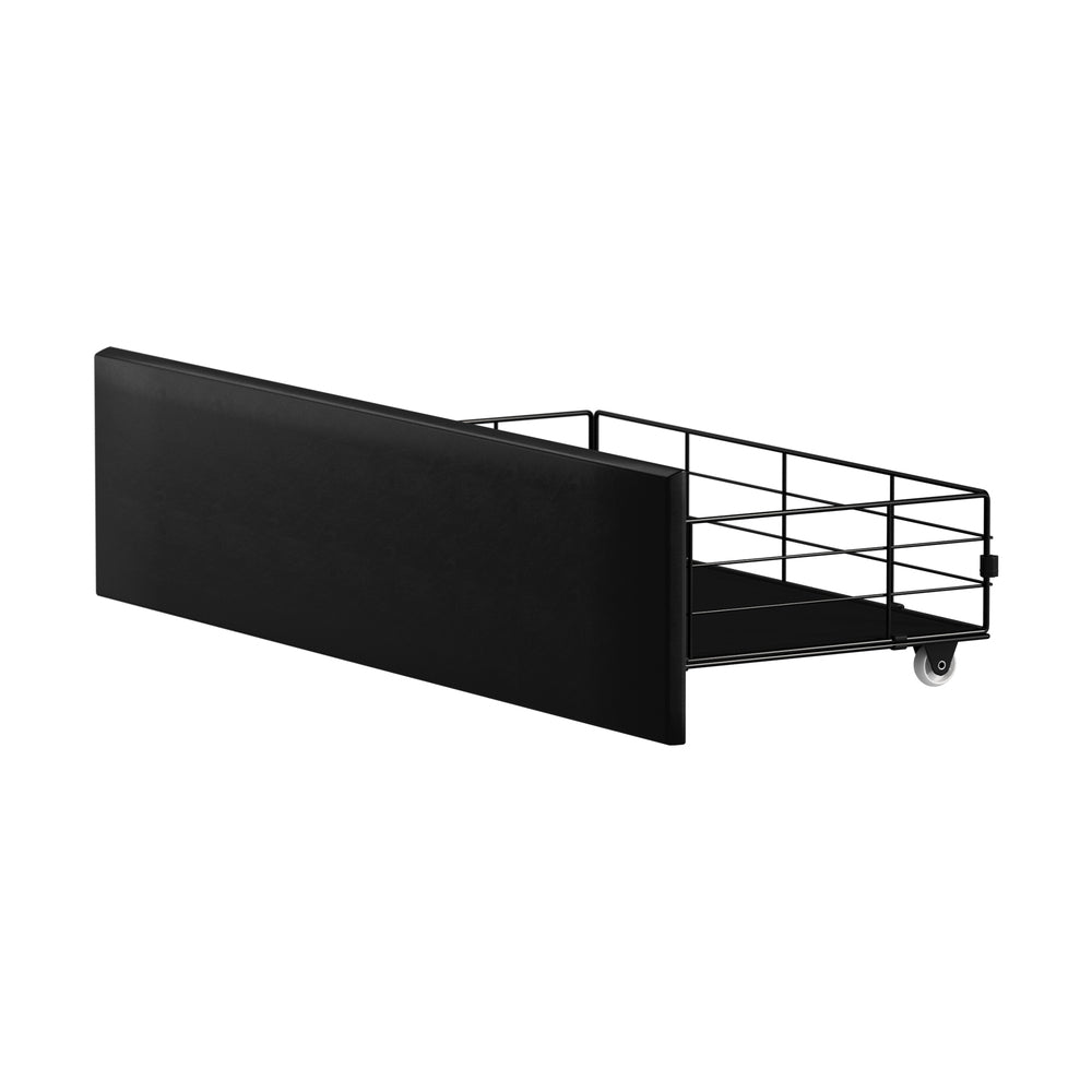 Black Metal Trundle Drawer with Wheels for Bed Frame 4-Pack