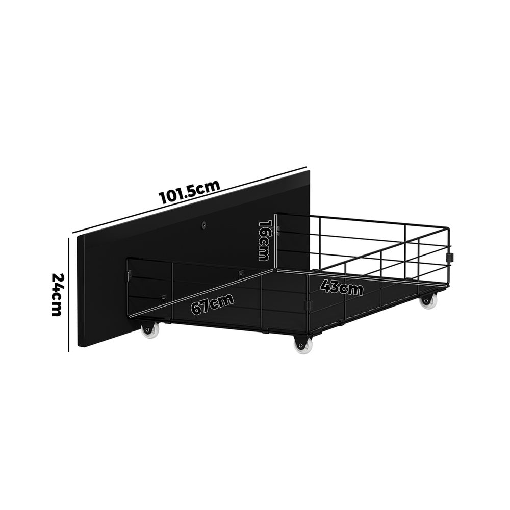 Black Metal Trundle Drawer with Wheels for Bed Frame 4-Pack