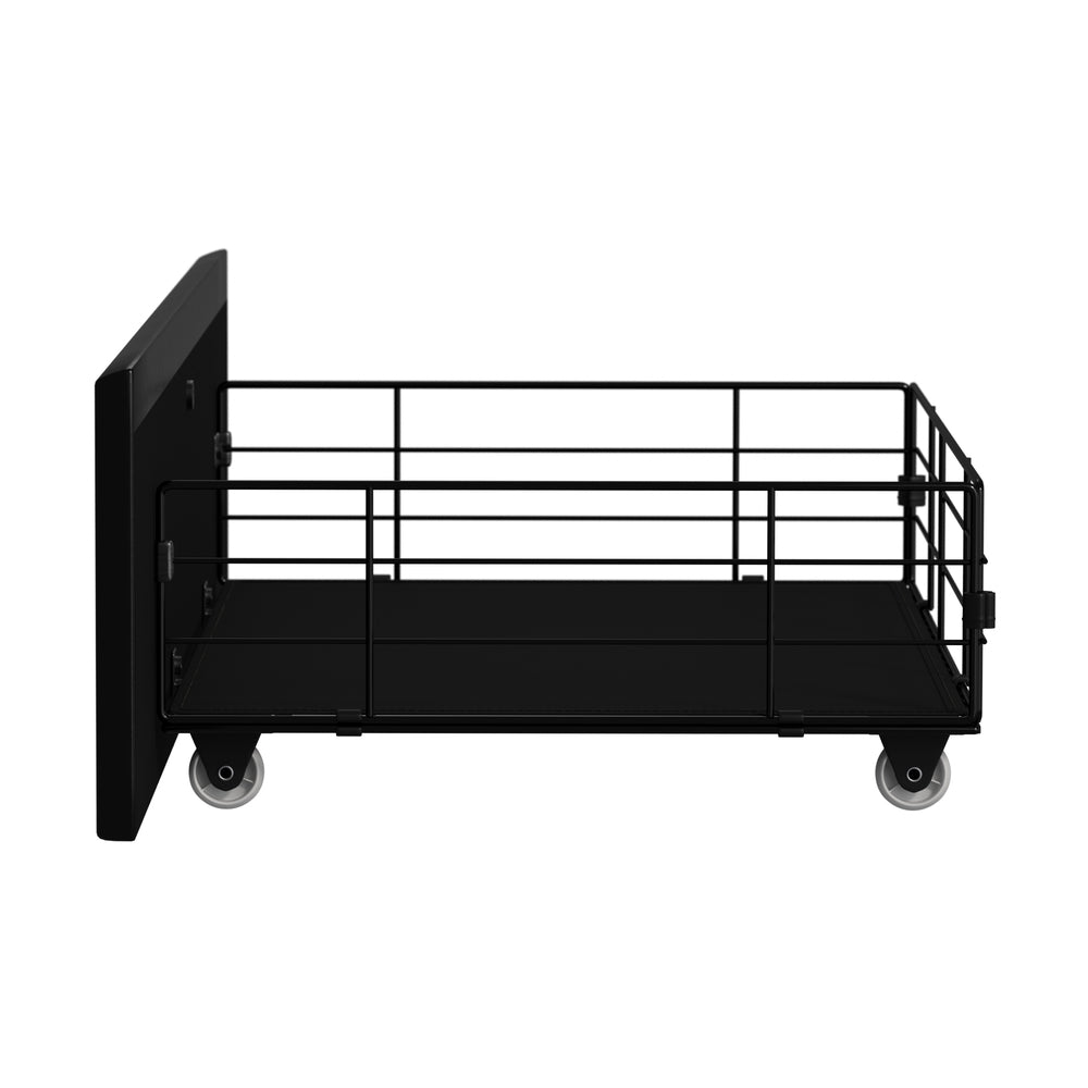 Black Metal Trundle Drawer with Wheels for Bed Frame 4-Pack