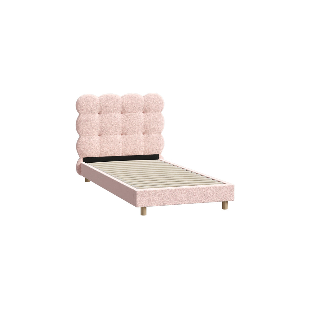 Tufted Bedhead Boucle Fabric Bed Frame Pink  S/D/Q/K/KS