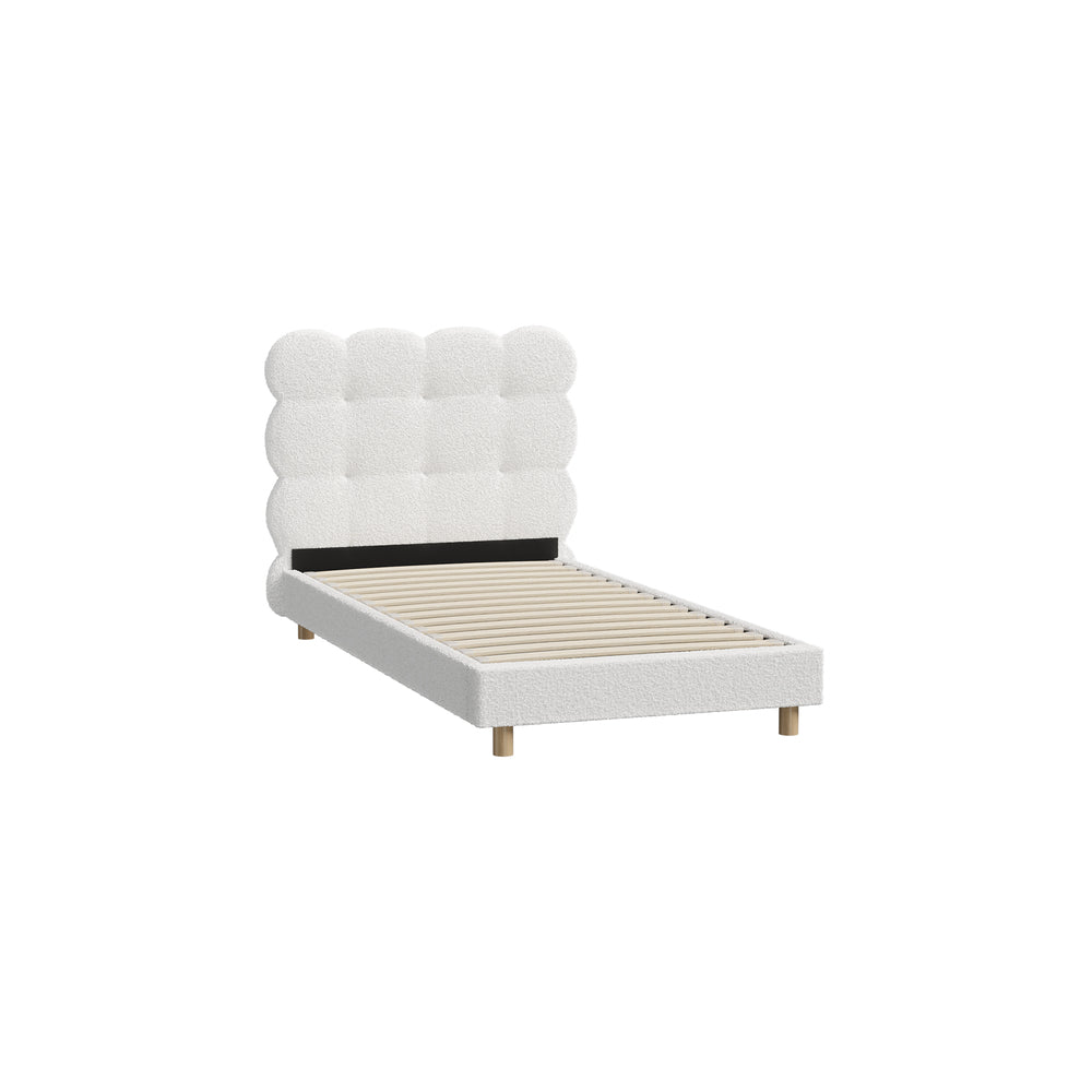 Boucle Fabric Bed Frame with Tufted Bedhead and Modern Design