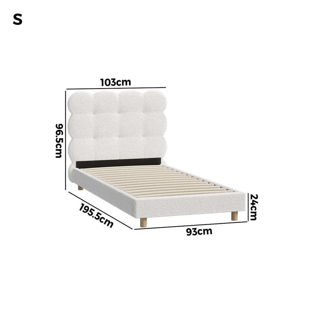Boucle Fabric Bed Frame with Tufted Bedhead and Modern Design