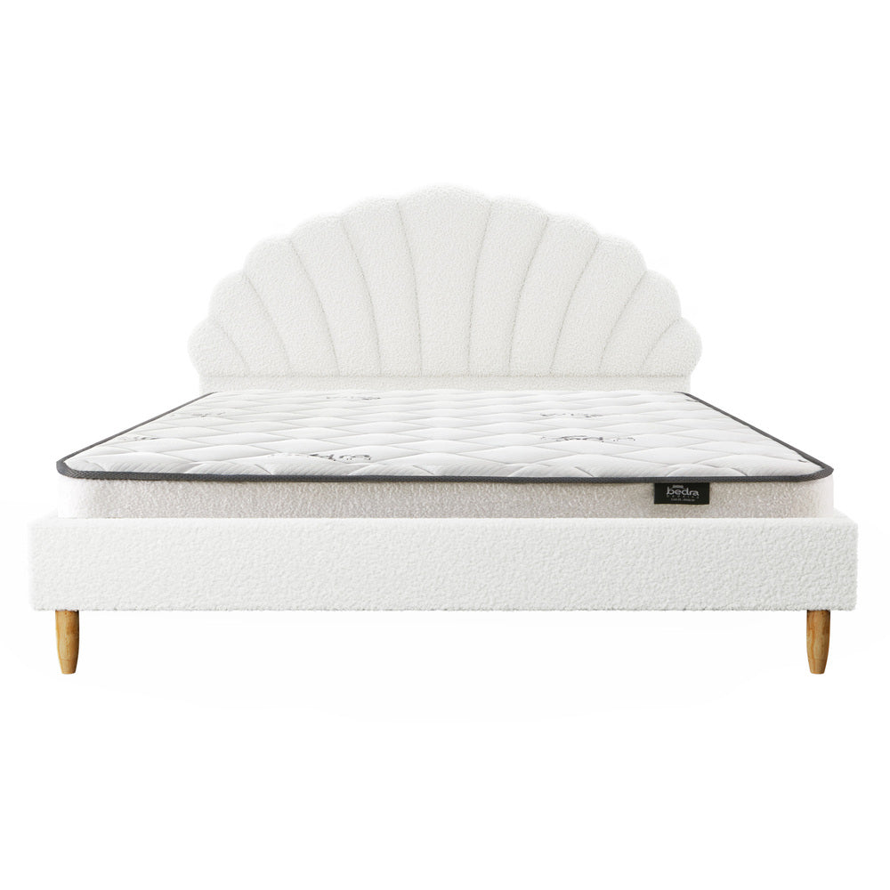 Pink/White Velvet Bed Frame with Mattress and Stylish Design Double Size