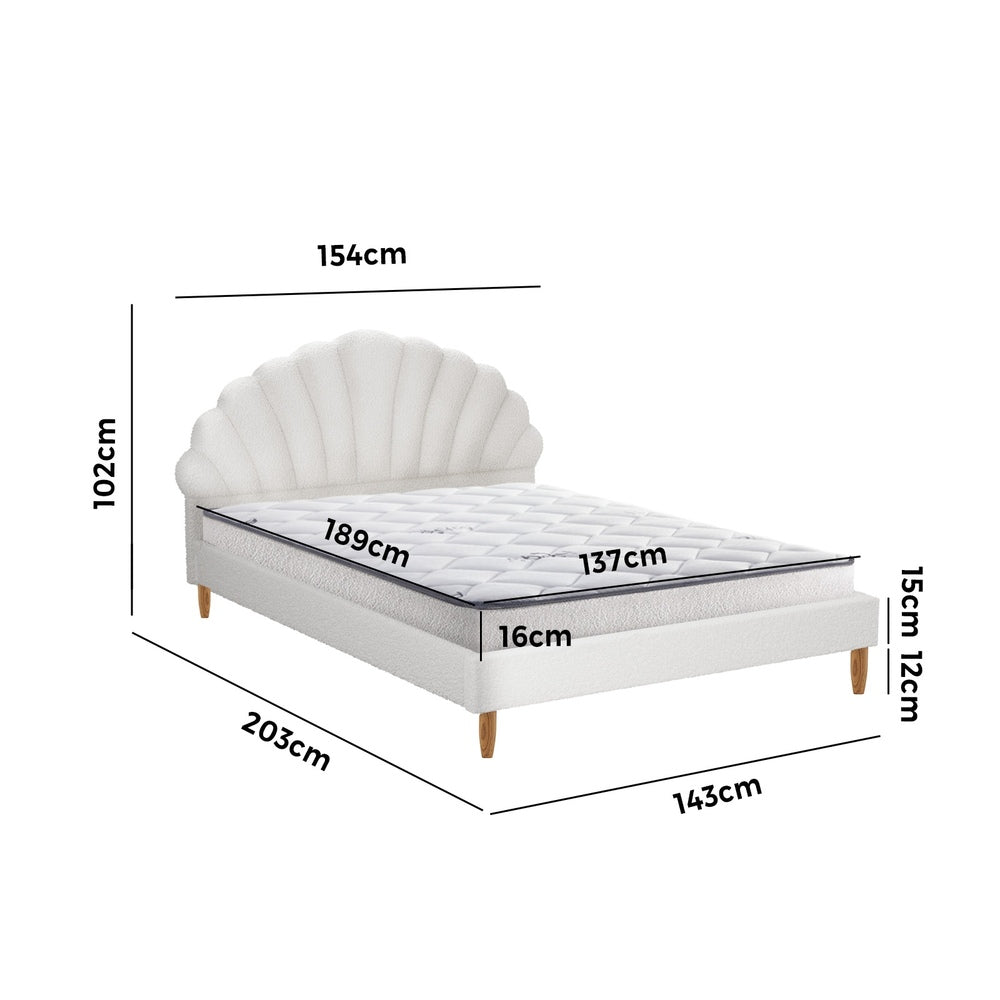 Pink/White Velvet Bed Frame with Mattress and Stylish Design Double Size