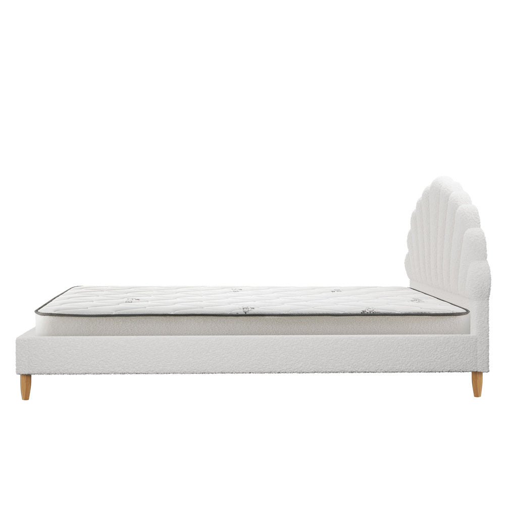 Pink/White Velvet Bed Frame with Mattress and Stylish Design Double Size