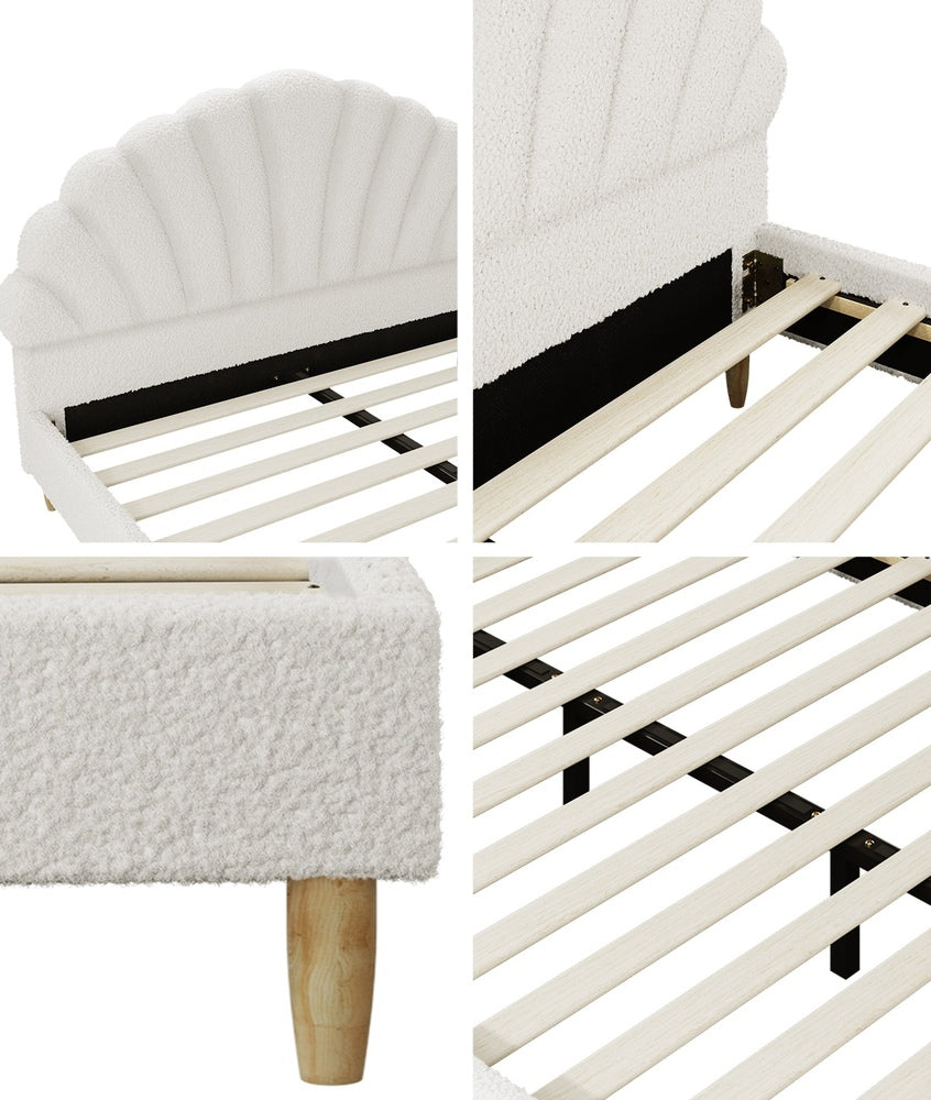 Pink/White Velvet Bed Frame with Mattress and Stylish Design Double Size