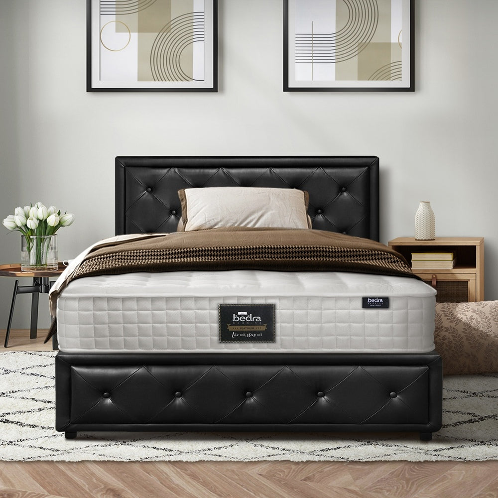 Bed Frame with Mattress Gas Lift Leather/Fabric