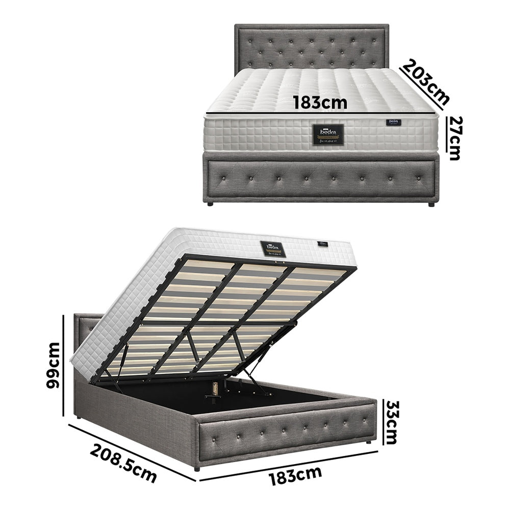 Bed Frame with Mattress Gas Lift Leather/Fabric