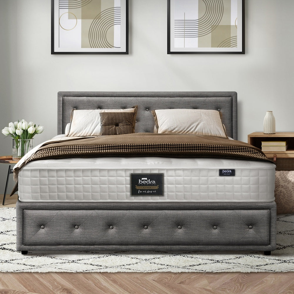 Bed Frame with Mattress Gas Lift Leather/Fabric