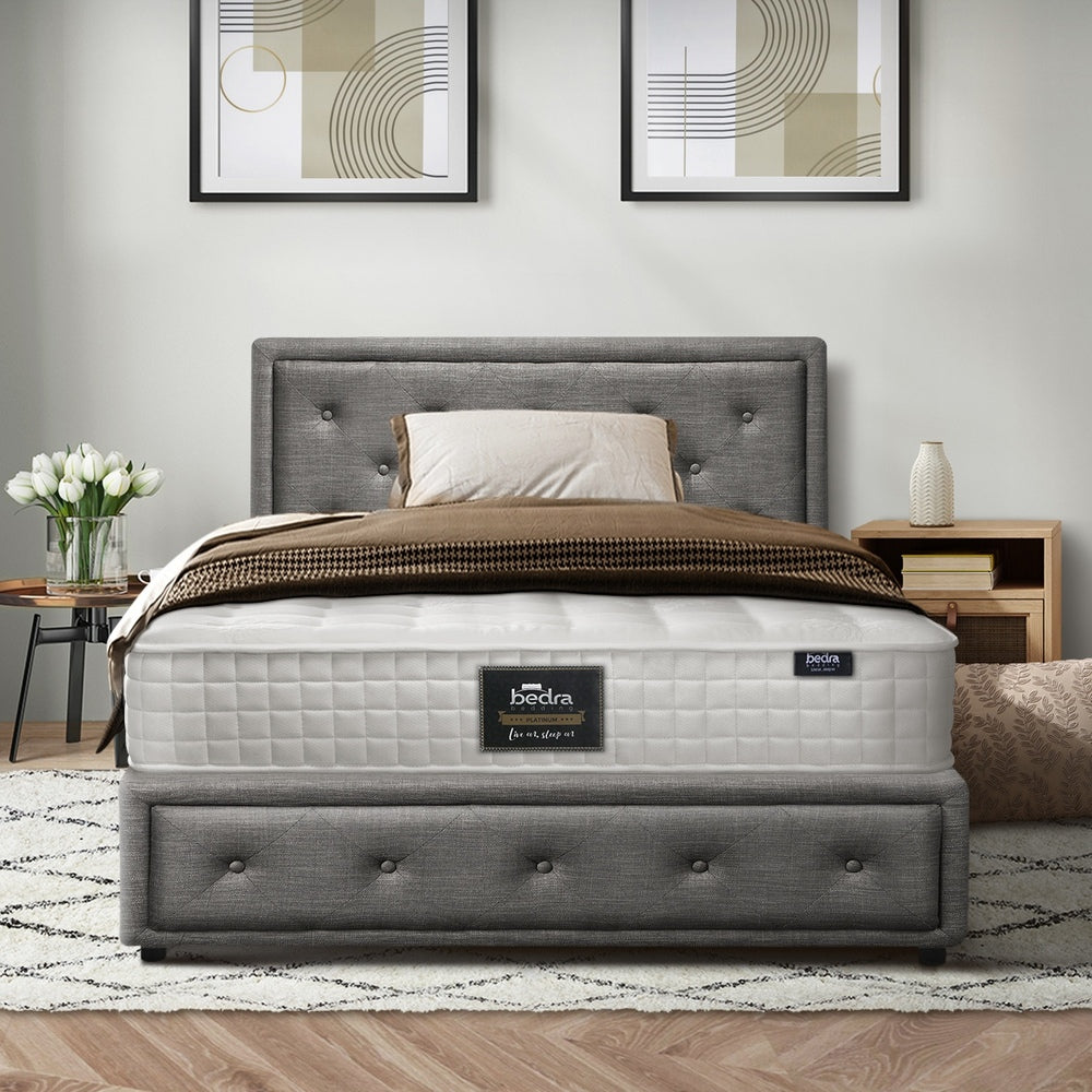 Bed Frame with Mattress Gas Lift Leather/Fabric