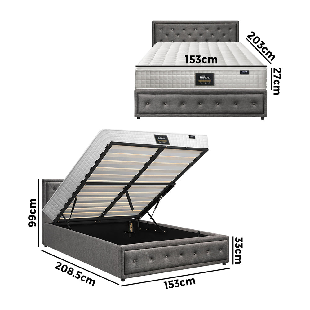 Bed Frame with Mattress Gas Lift Leather/Fabric