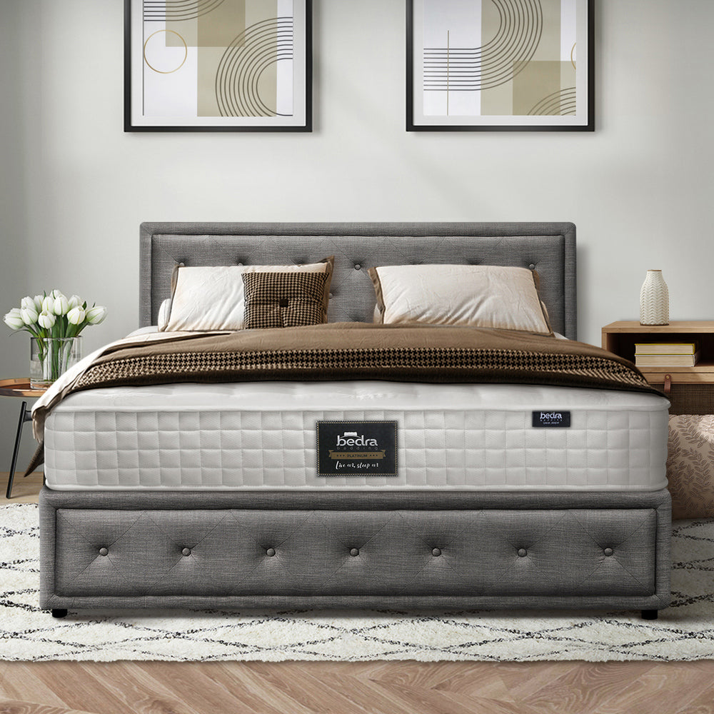 Bed Frame with Mattress Gas Lift Leather/Fabric