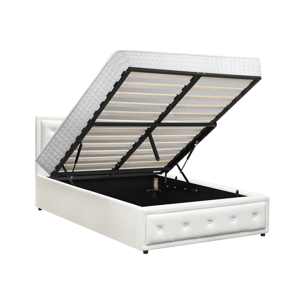 Bed Frame with Mattress Gas Lift Leather/Fabric