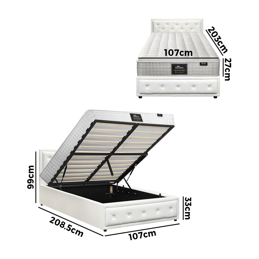 Bed Frame with Mattress Gas Lift Leather/Fabric