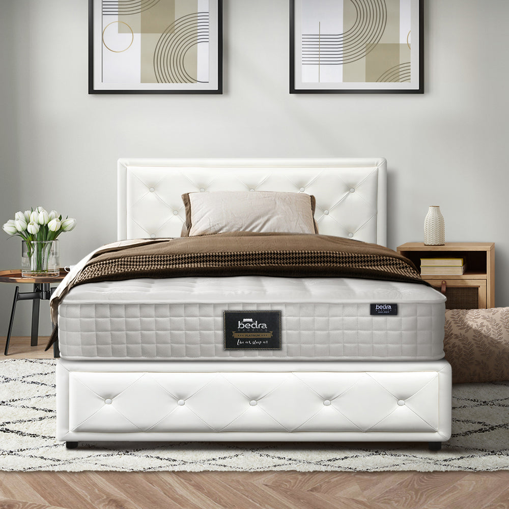 Bed Frame with Mattress Gas Lift Leather/Fabric