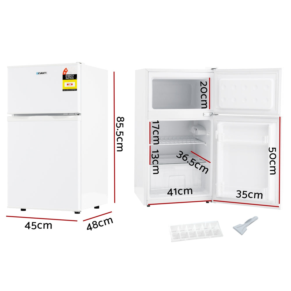 Devanti 85L Bar Fridge Mini Freezer Refrigerator White