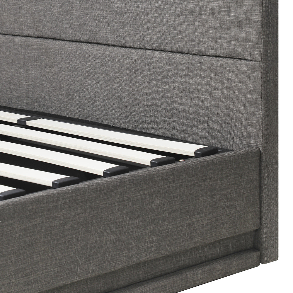 Bed Frame with Mattress King & Queen Size LED Gas Lift Black/Grey