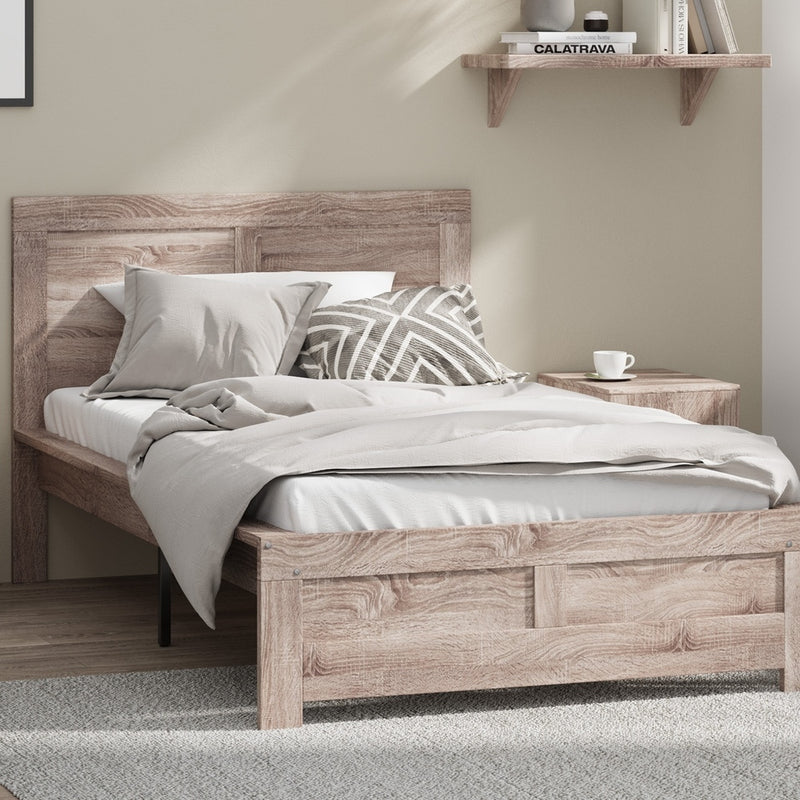Wooden Bed Frame Contemporary Light Oak - Oak colour