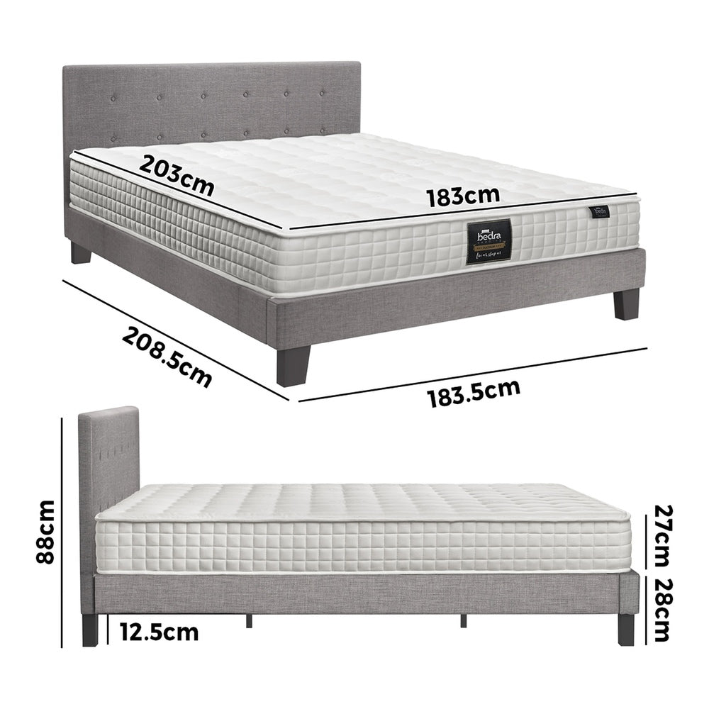 D/K/KS/Q/S Wooden Bed Frame Platform Base with Spring Mattress