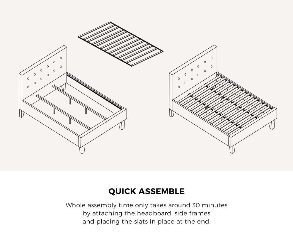 D/K/KS/Q/S Wooden Bed Frame Platform Base with Spring Mattress