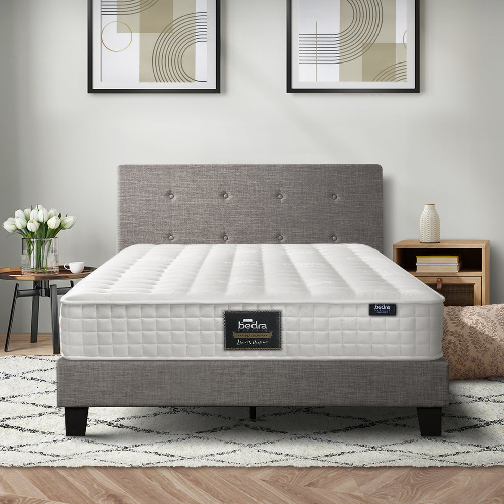D/K/KS/Q/S Wooden Bed Frame Platform Base with Spring Mattress