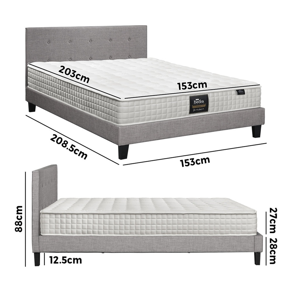 D/K/KS/Q/S Wooden Bed Frame Platform Base with Spring Mattress