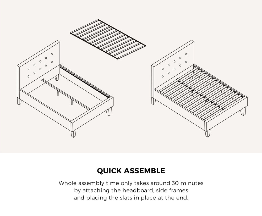 D/K/KS/Q/S Wooden Bed Frame Platform Base with Spring Mattress