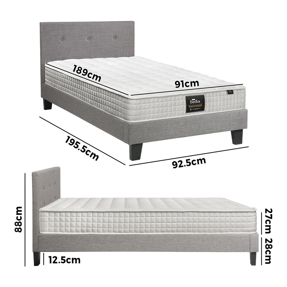 D/K/KS/Q/S Wooden Bed Frame Platform Base with Spring Mattress