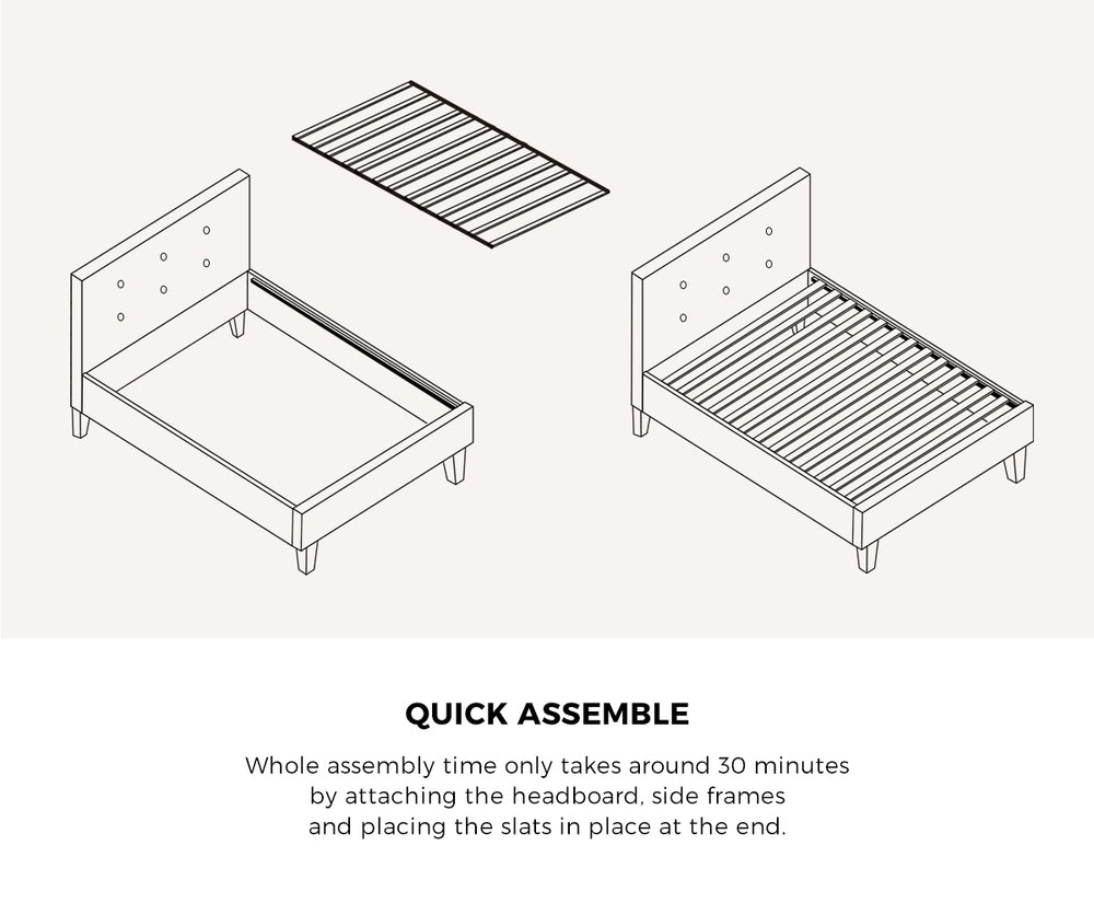 D/K/KS/Q/S Wooden Bed Frame Platform Base with Spring Mattress
