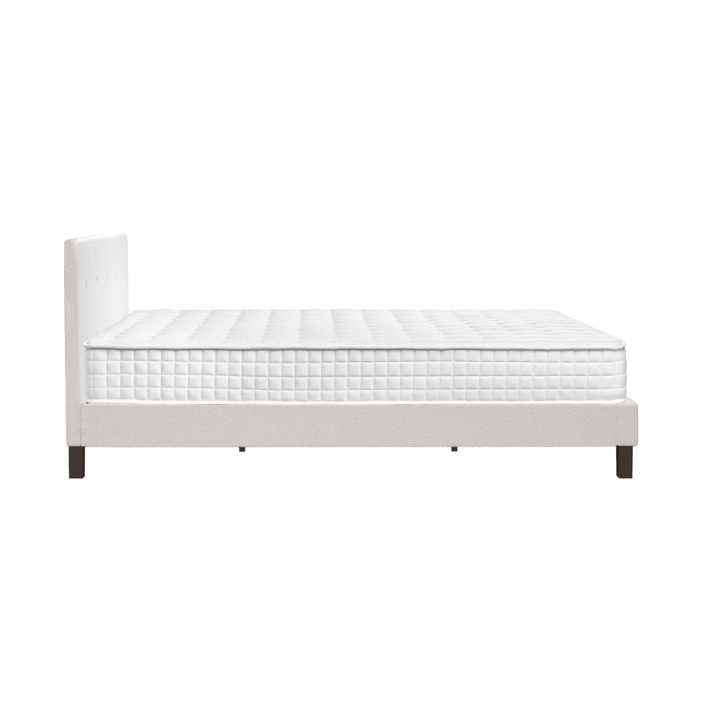 Wooden Bed Frame Platform Base with Spring Mattress White