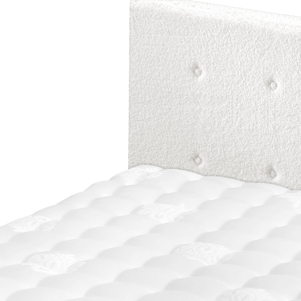 Wooden Bed Frame Platform Base with Spring Mattress White
