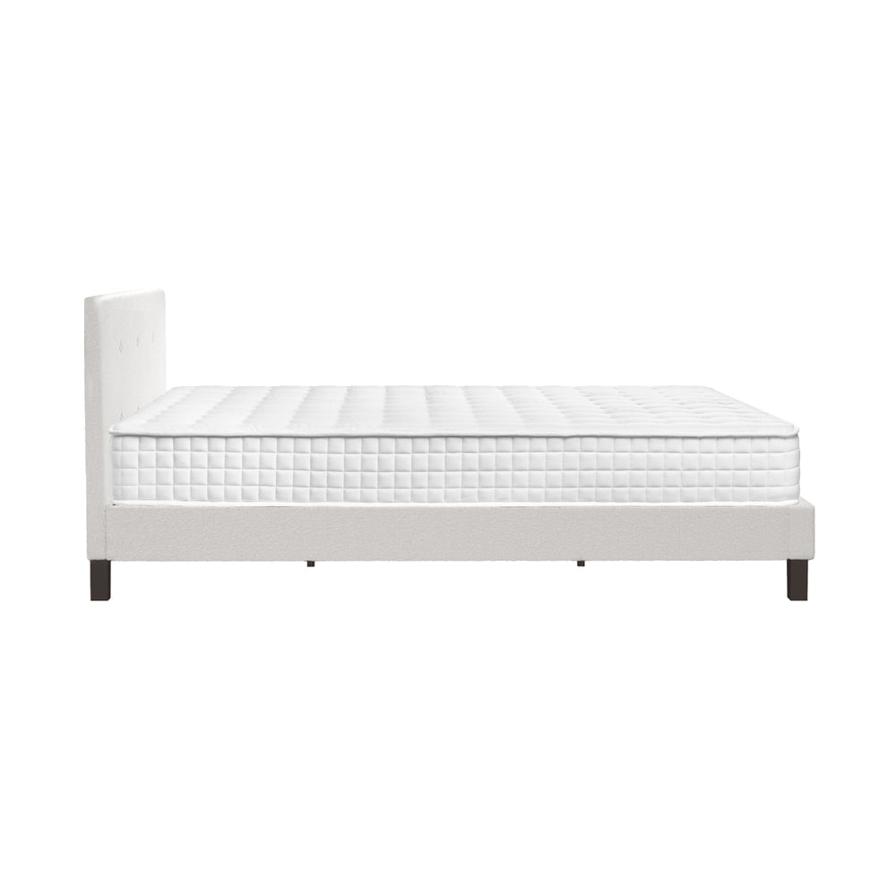 Wooden Bed Frame Platform Base with Spring Mattress White