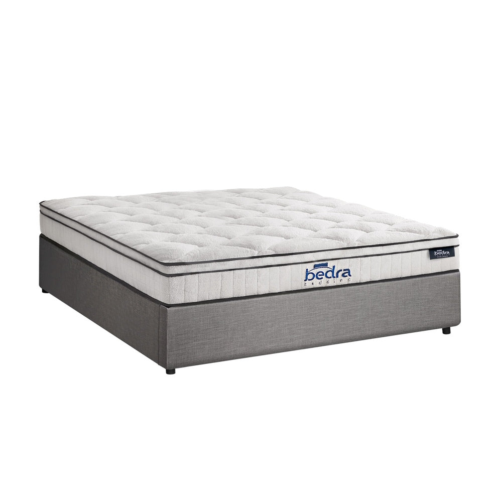 Bed Frame Storage Platform with Mattress Grey Upholstered