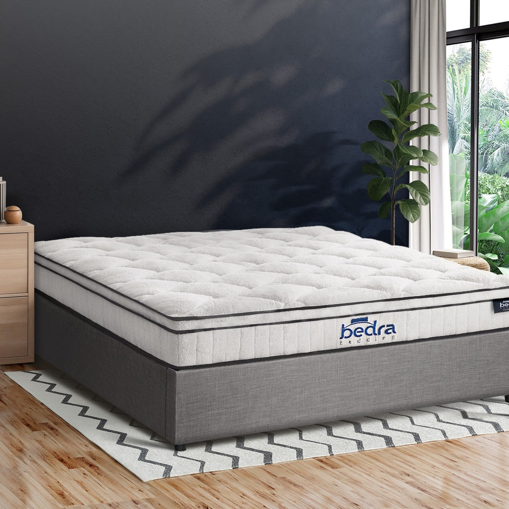 Bed Frame Storage Platform with Mattress Grey Upholstered