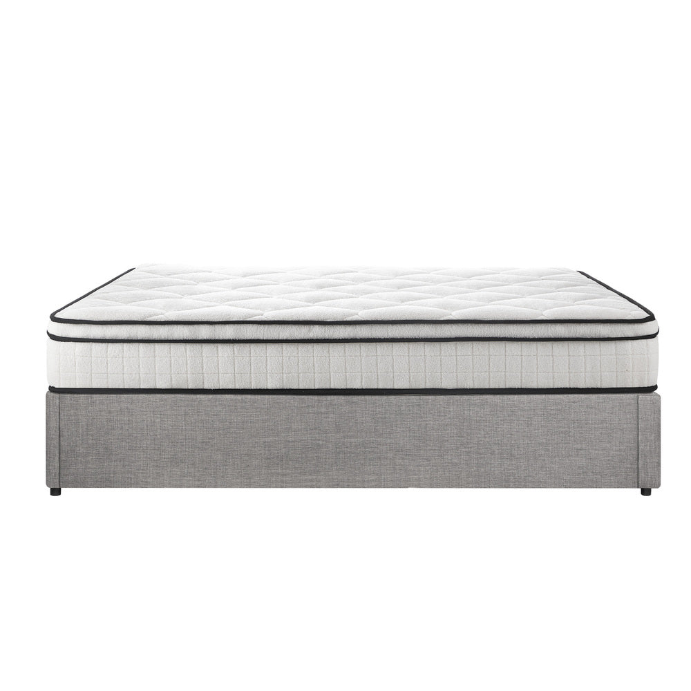 Bed Frame Storage Platform with Mattress Grey Upholstered