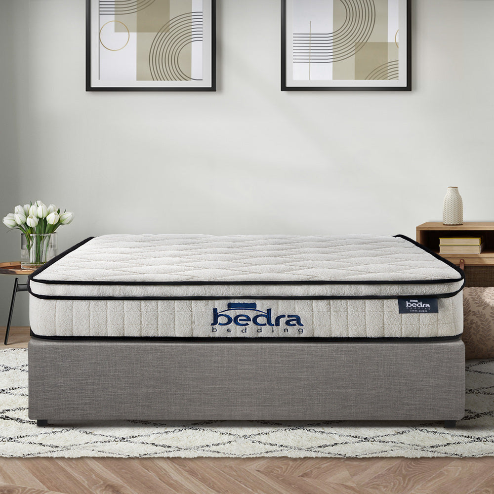 Bed Frame Storage Platform with Mattress Grey Upholstered