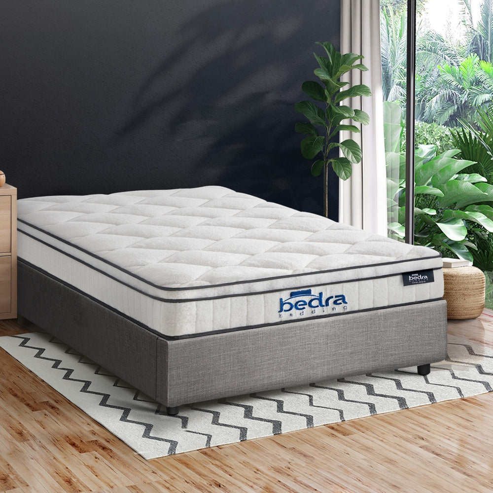 Bed Frame Storage Platform with Mattress Grey Upholstered