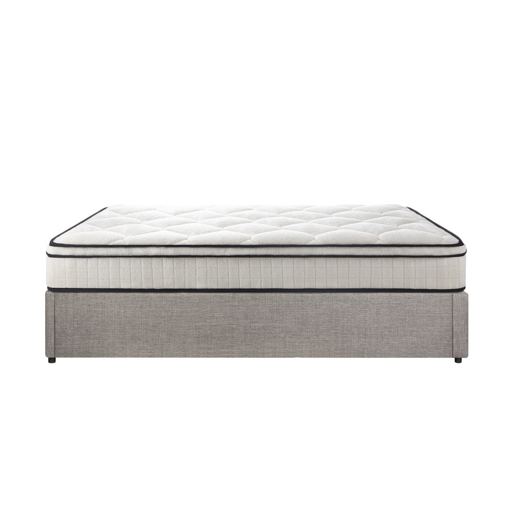 Bed Frame Storage Platform with Mattress Grey Upholstered