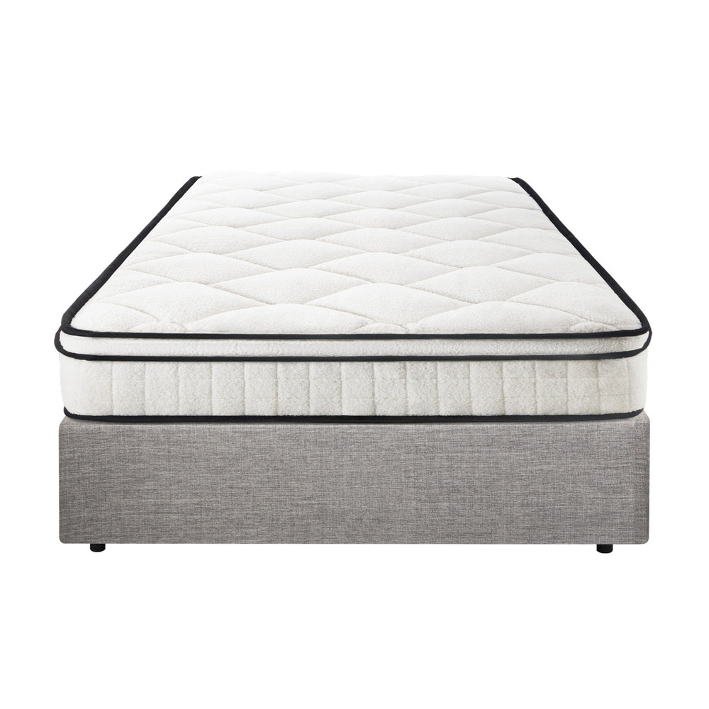 Bed Frame Storage Platform with Mattress Grey Upholstered