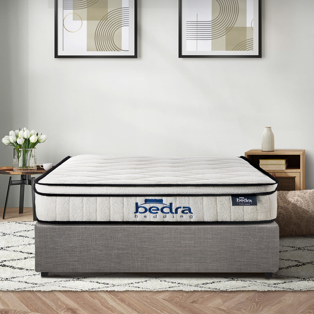Bed Frame Storage Platform with Mattress Grey Upholstered