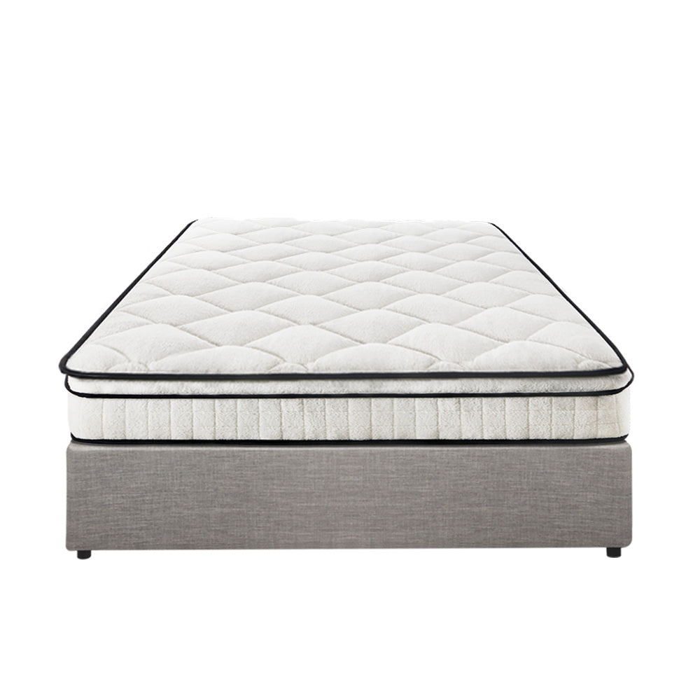 Bed Frame Storage Platform with Mattress Grey Upholstered